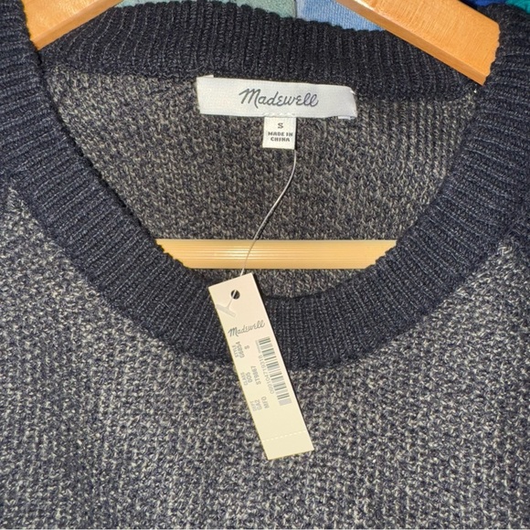 Madewell gray black color block long sleeve waffle knit sweater split back small - Picture 4 of 7